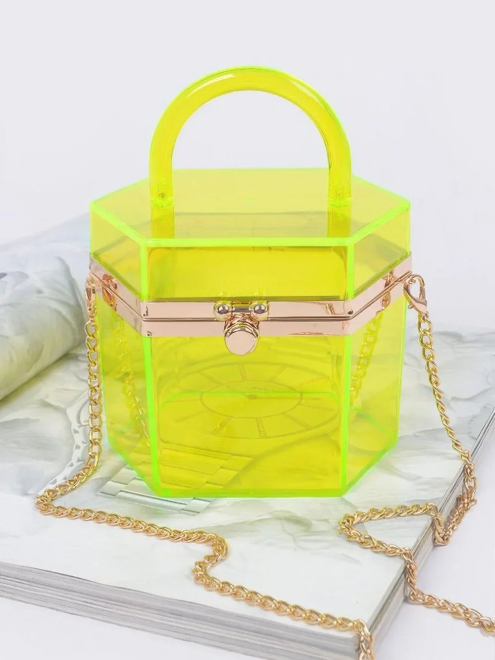 Plastic Hard Mini Clutch W/handle